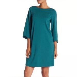 LAFAYETTE 148 Teal Shift Dress Long Sleeves w/ Pockets Size 16